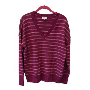 Wonderly purple striped v neck sweater, medium